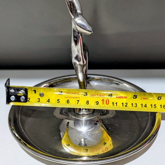 Large Chrome-Plated Brass Deer Ring Dish/Vintage Mid-Century Jewelry Tray - Picture 3 of 3